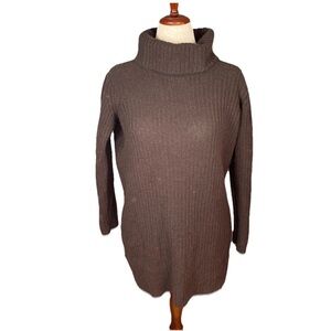 J Jill Tunic Turtleneck Sweater Women’s Size Large In Brown Knit Cotton Wool